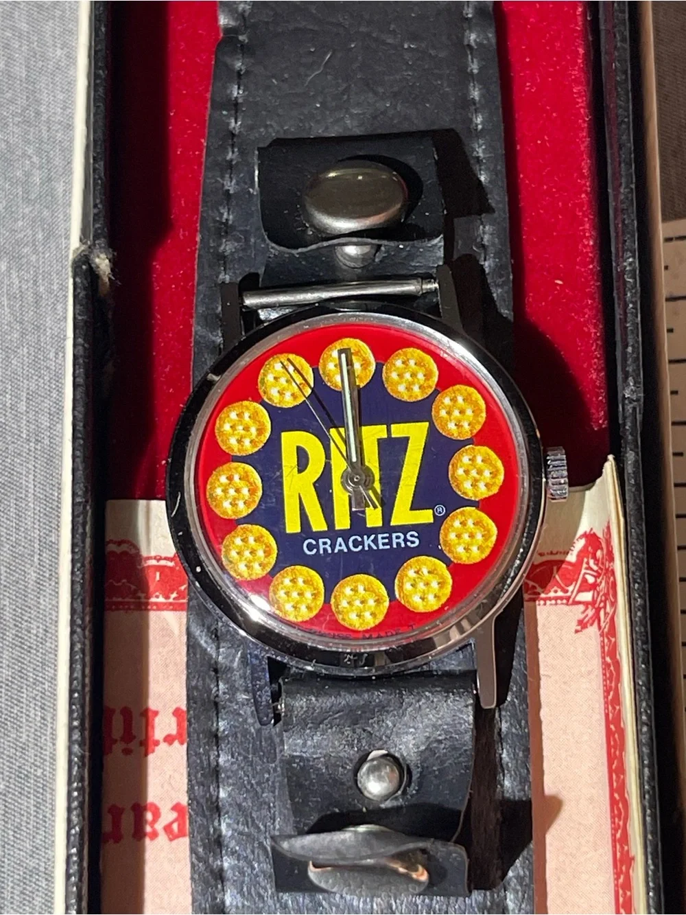 NOS VTG RITZ CRACKER wrist watch in original BOX advertising Works As Of Today